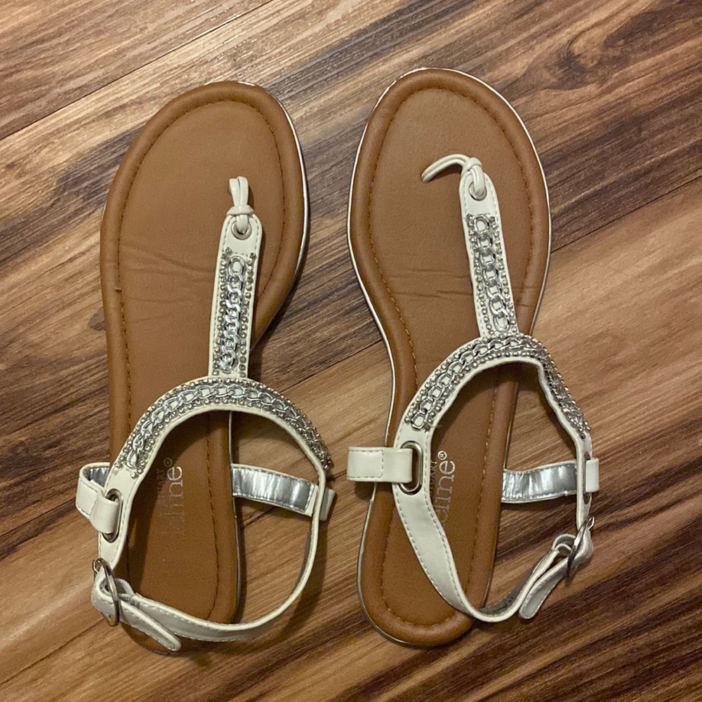 White with silver detail sandals size 7.5 women